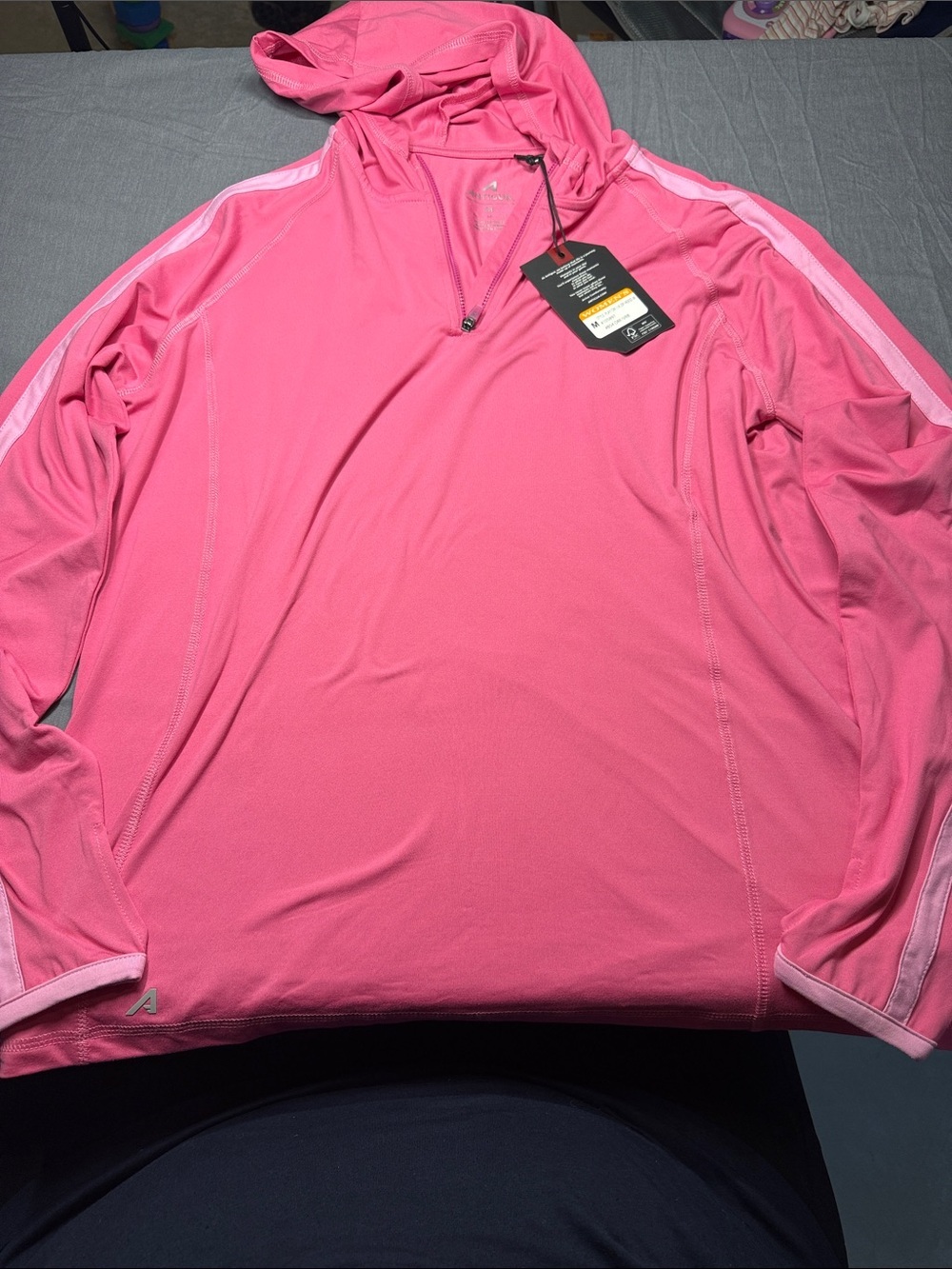 Antigua Women's Hot Pink Zip Hoodie with Contrast Stripe
